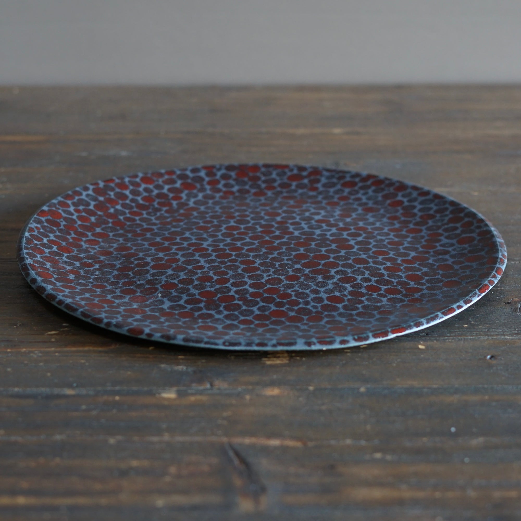 Dark Red Dots Large Plate  #LK892D