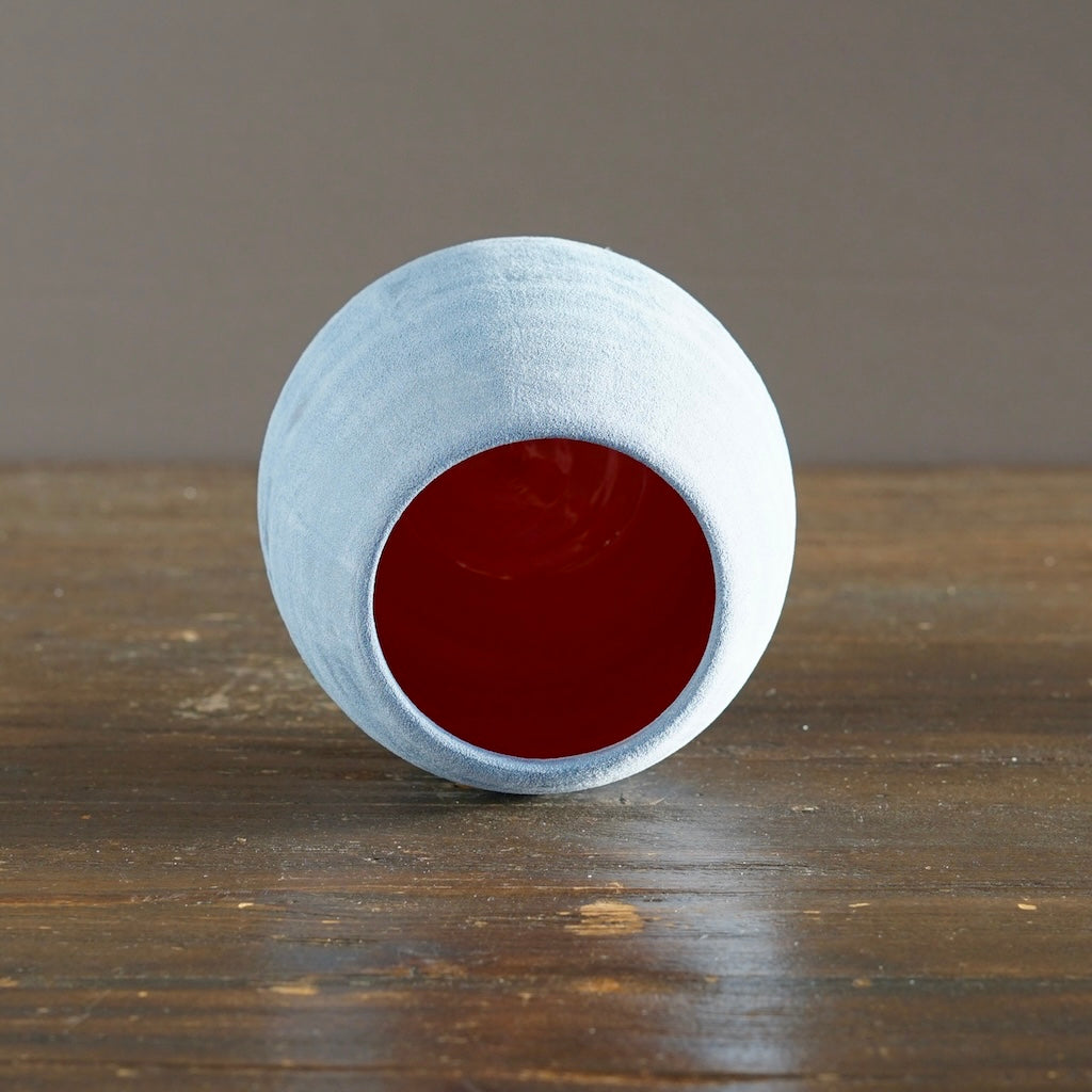 Silver Grey / Red Small Dino Vase #JT435C