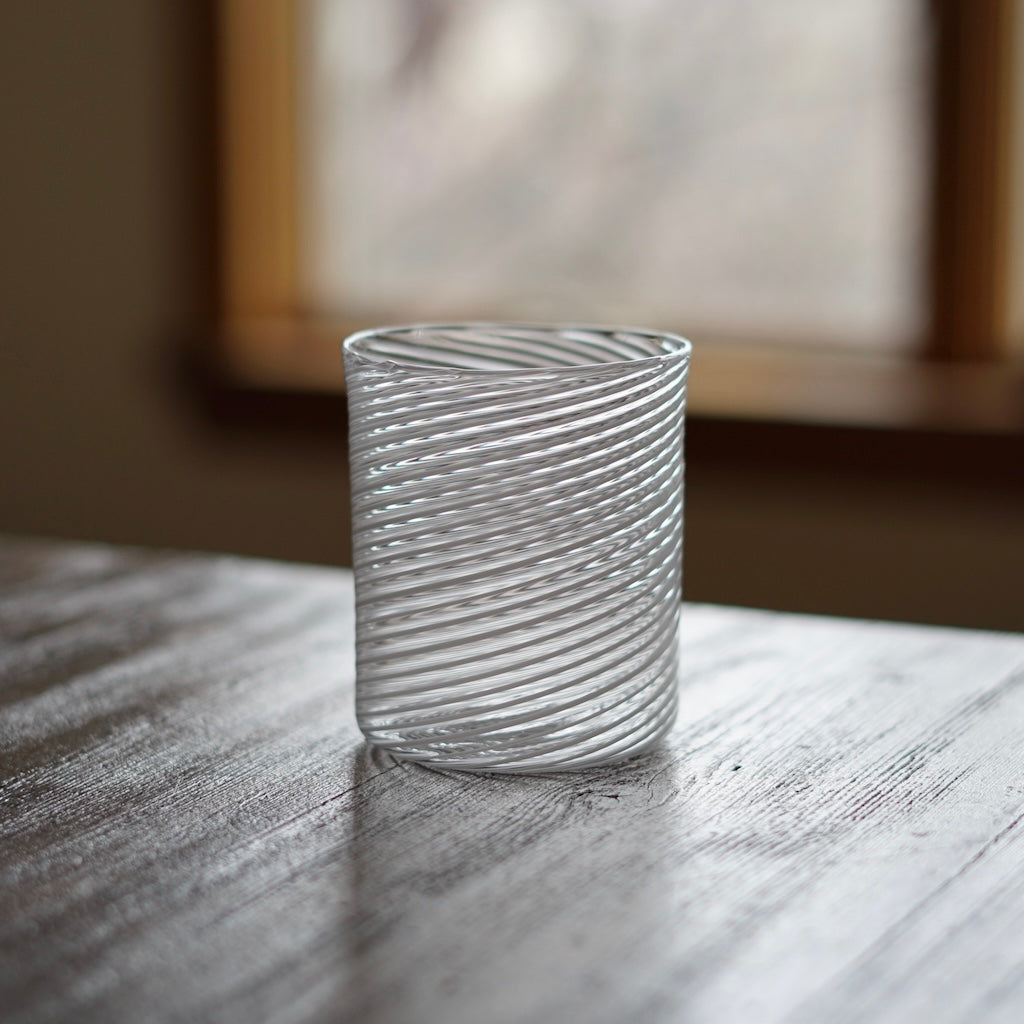 White Spiral Glass Tumbler #U12B