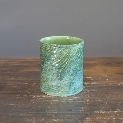 Green Carved Flower Vase #LK724C