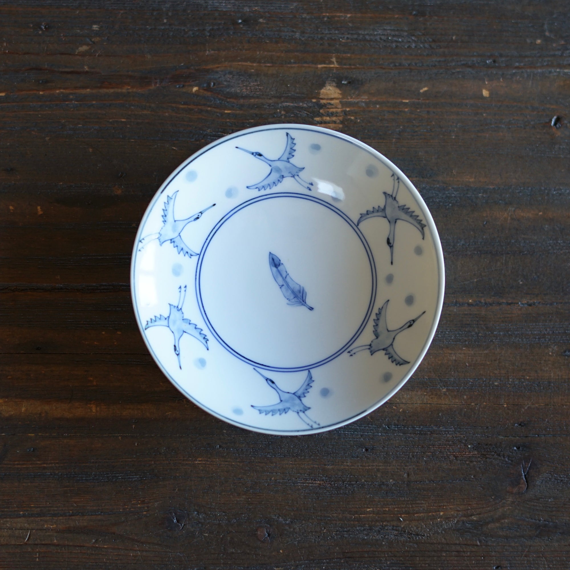 Blue and White Dessert Plate "Tsuru no Ongaeshi" Folktales #Hi5B