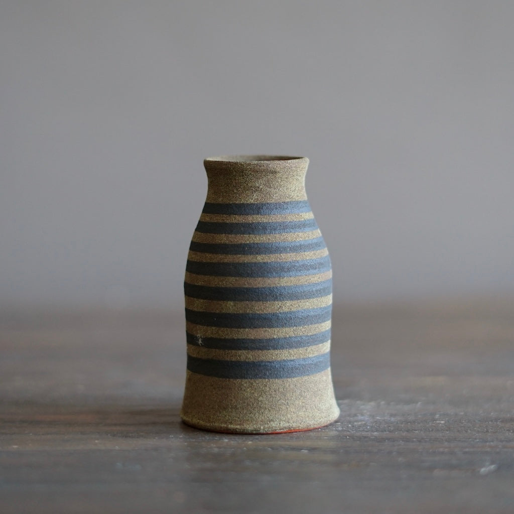 Brown Stripes / Orange Bottle Vase #JT403G