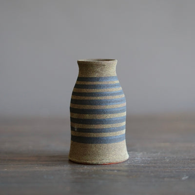 Brown Stripes / Orange Bottle Vase #JT403G