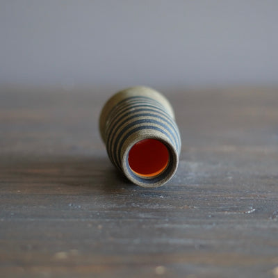 Brown Stripes / Orange Bottle Vase #JT403G