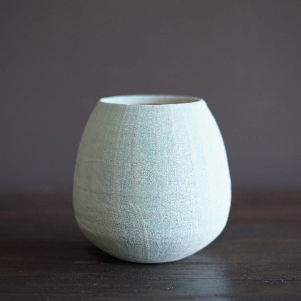 Robin's Egg / Orange Dino Vase #JT407E