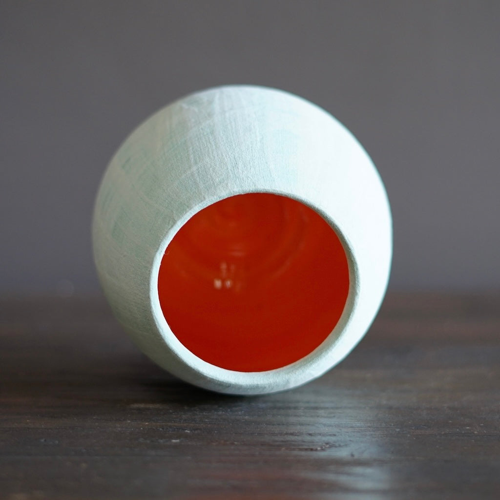 Robin's Egg / Orange Dino Vase #JT407E