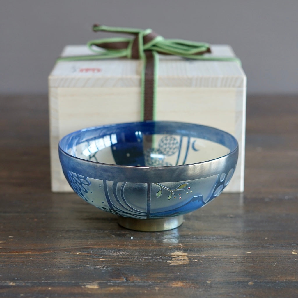 Blue Fuji Shadow Tea Ceremony Bowl #UR1