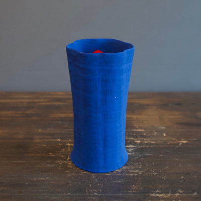 Fluted Flower Vase Blue / Red #JT273