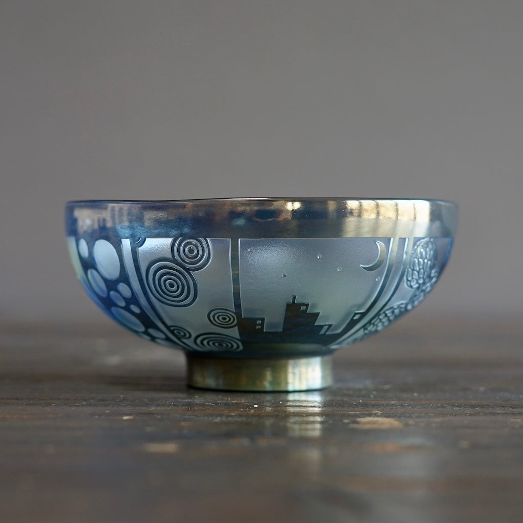 Blue Fuji Shadow Tea Ceremony Bowl #UR1