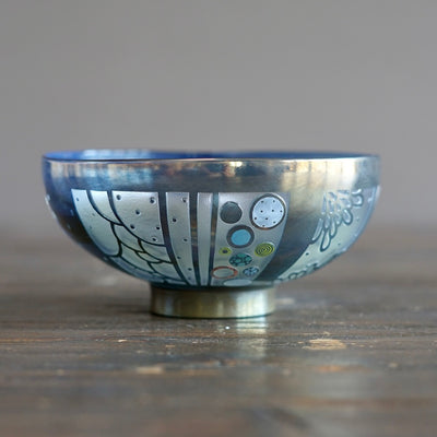 Blue Fuji Shadow Tea Ceremony Bowl #UR1