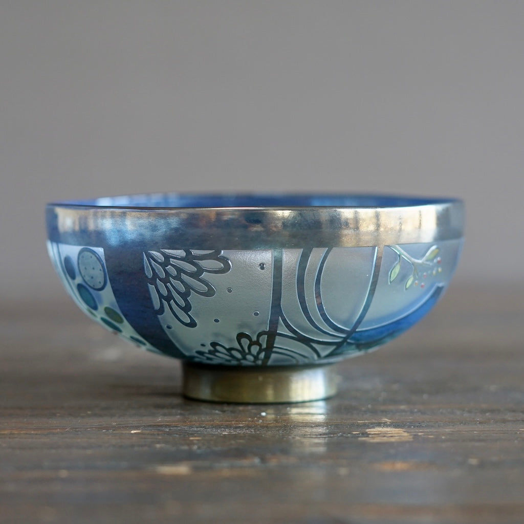 Blue Fuji Shadow Tea Ceremony Bowl #UR1