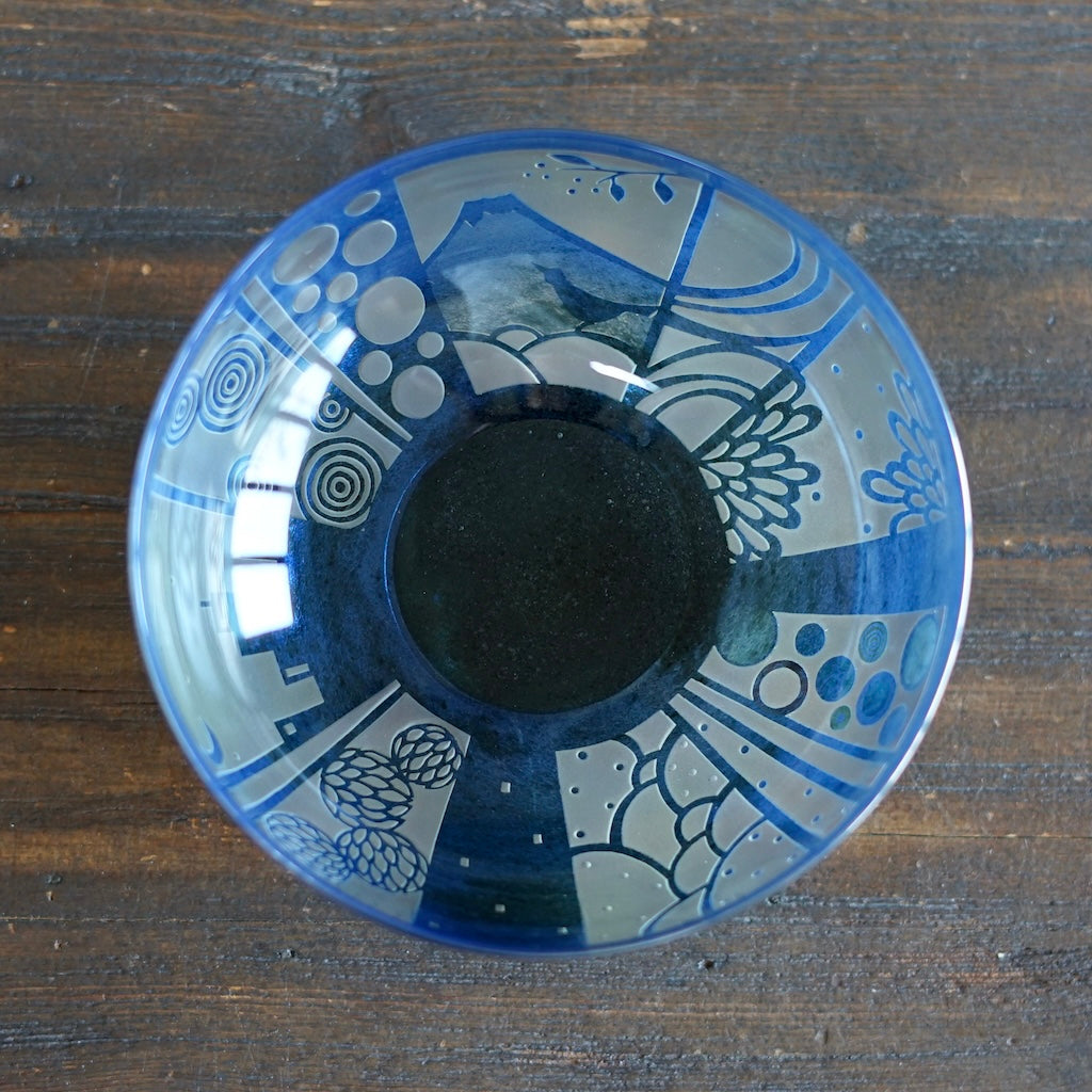 Blue Fuji Shadow Tea Ceremony Bowl #UR1