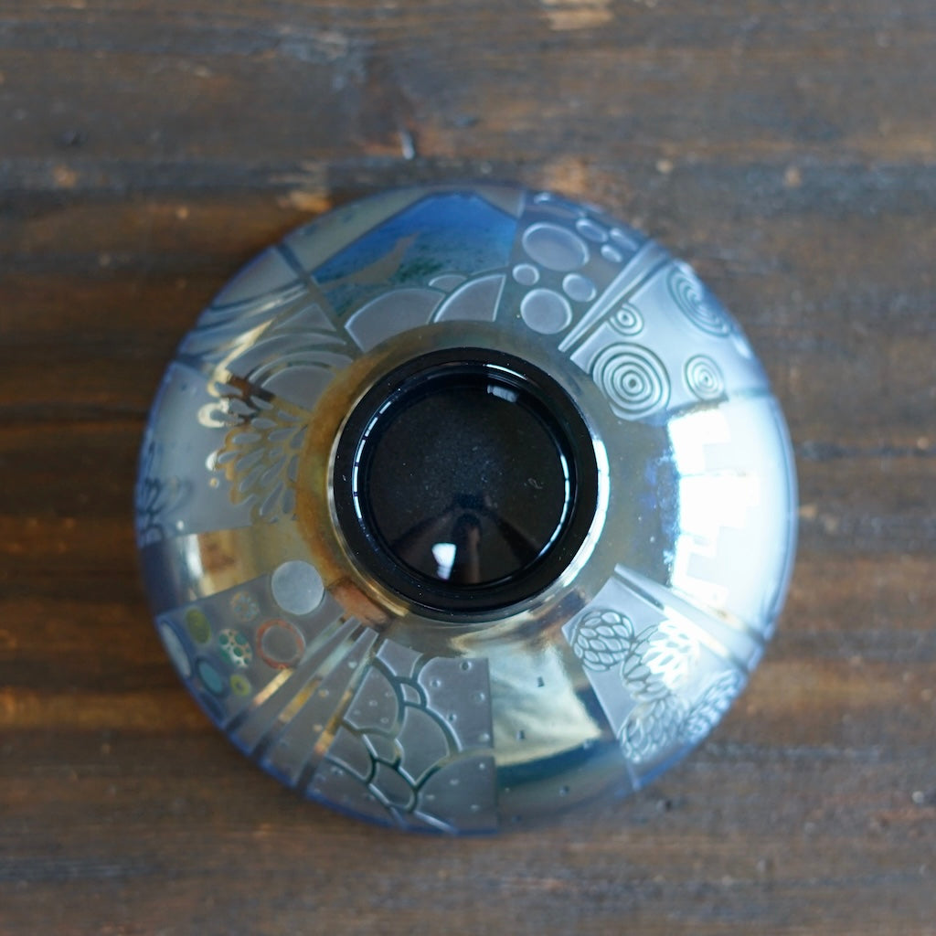 Blue Fuji Shadow Tea Ceremony Bowl #UR1