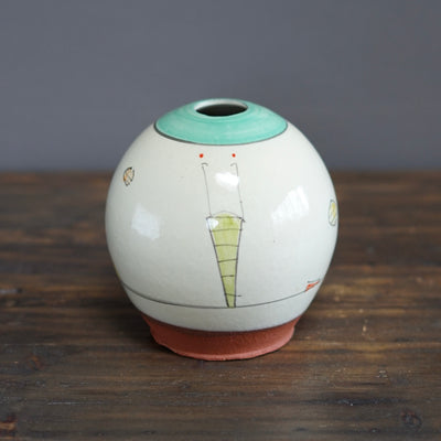 "Schematics" Globe Form Vase #BC31