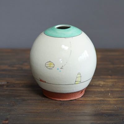 "Schematics" Globe Form Vase #BC31