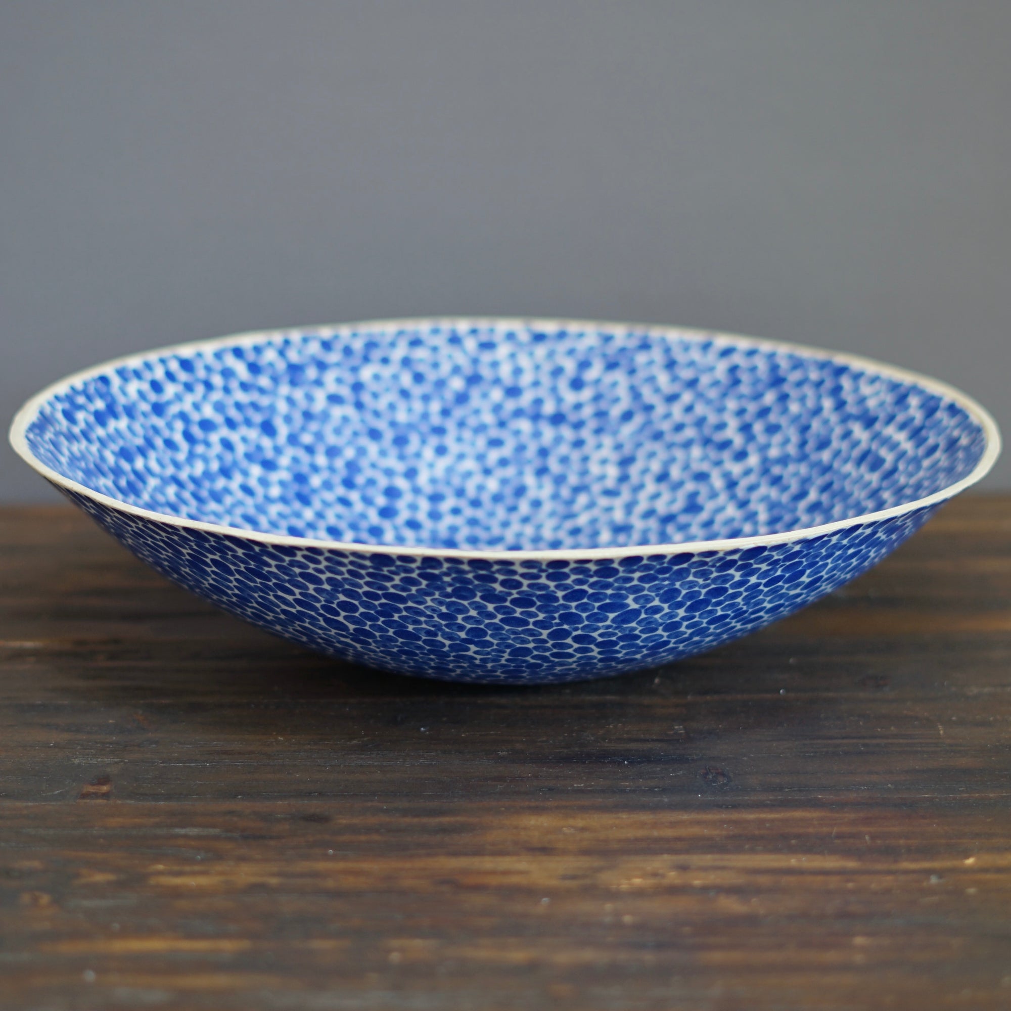 16" Blue Dots Extra Large Serving Bowl #LK821