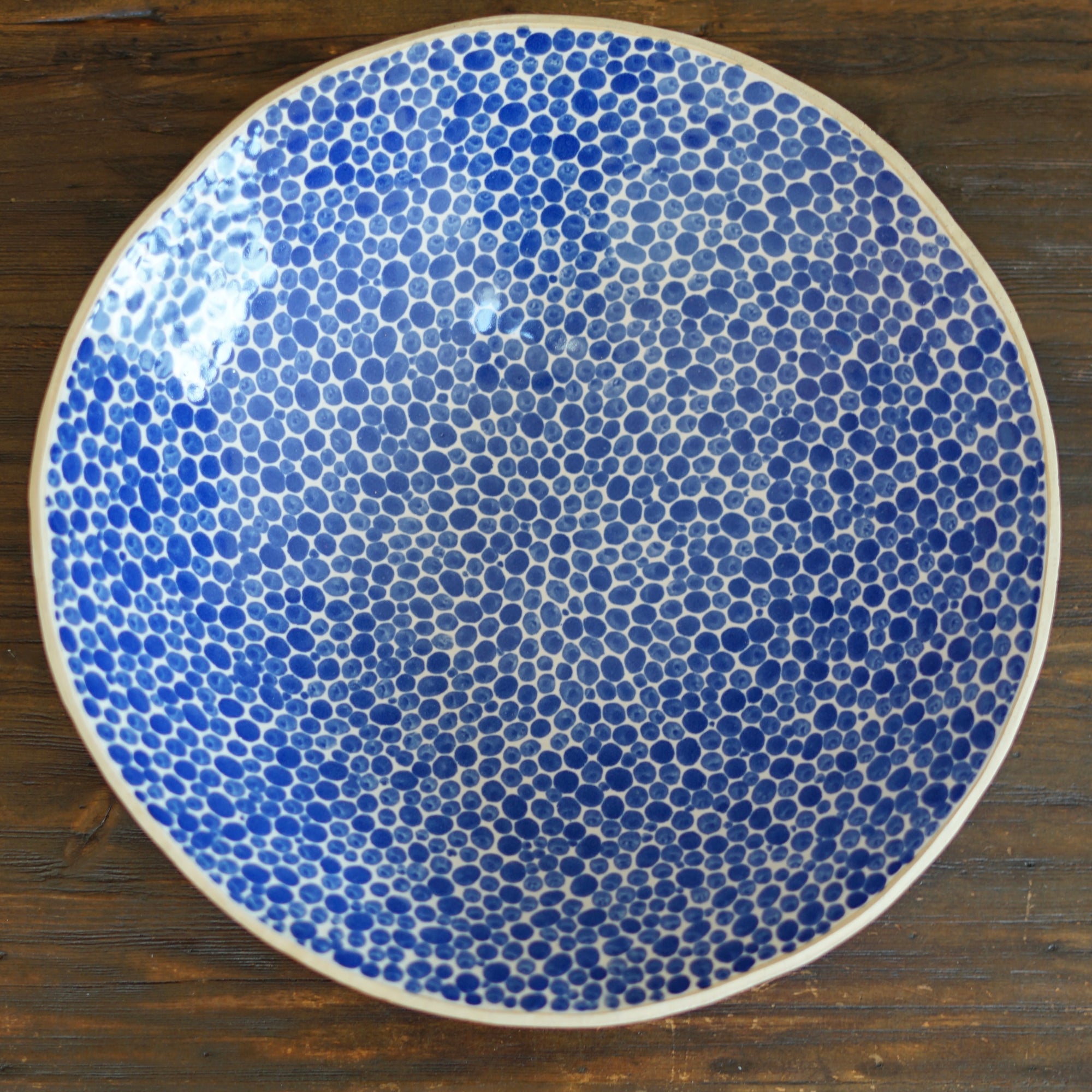 16" Blue Dots Extra Large Serving Bowl #LK821