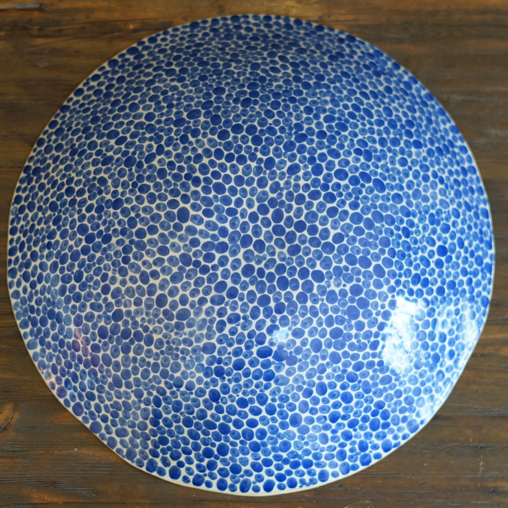 16" Blue Dots Extra Large Serving Bowl #LK821