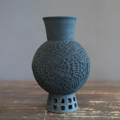 Carved Black Flower Vase #FGG31B