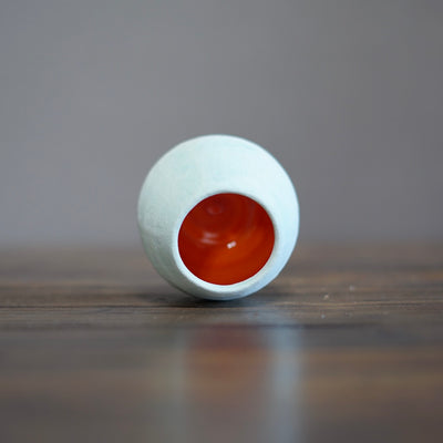Robin's Egg / Orange Mini Dino Vase #JT380A