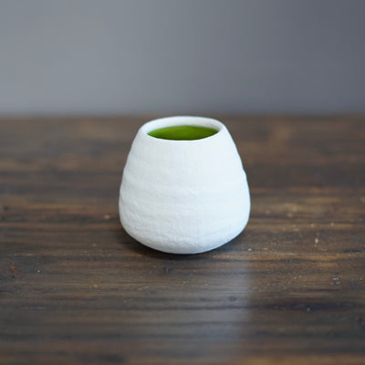 White / Ivy Green Mini Dino Vase #JT384