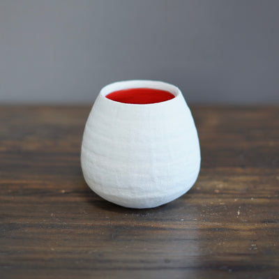 White / Red Small Dino Vase #JT382B