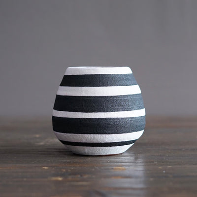 Striped / Orange Small Dino Vase #JT442F