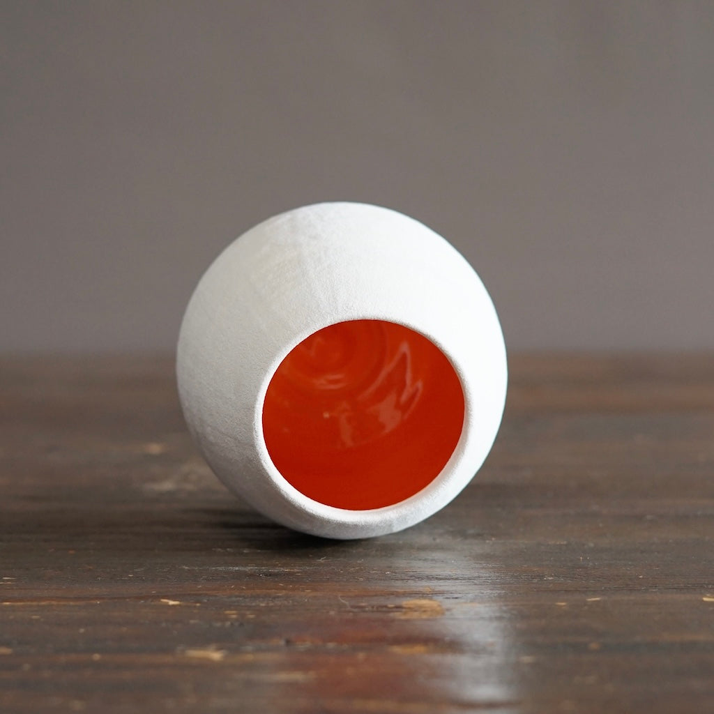 White / Orange Small Dino Vase #JT442G