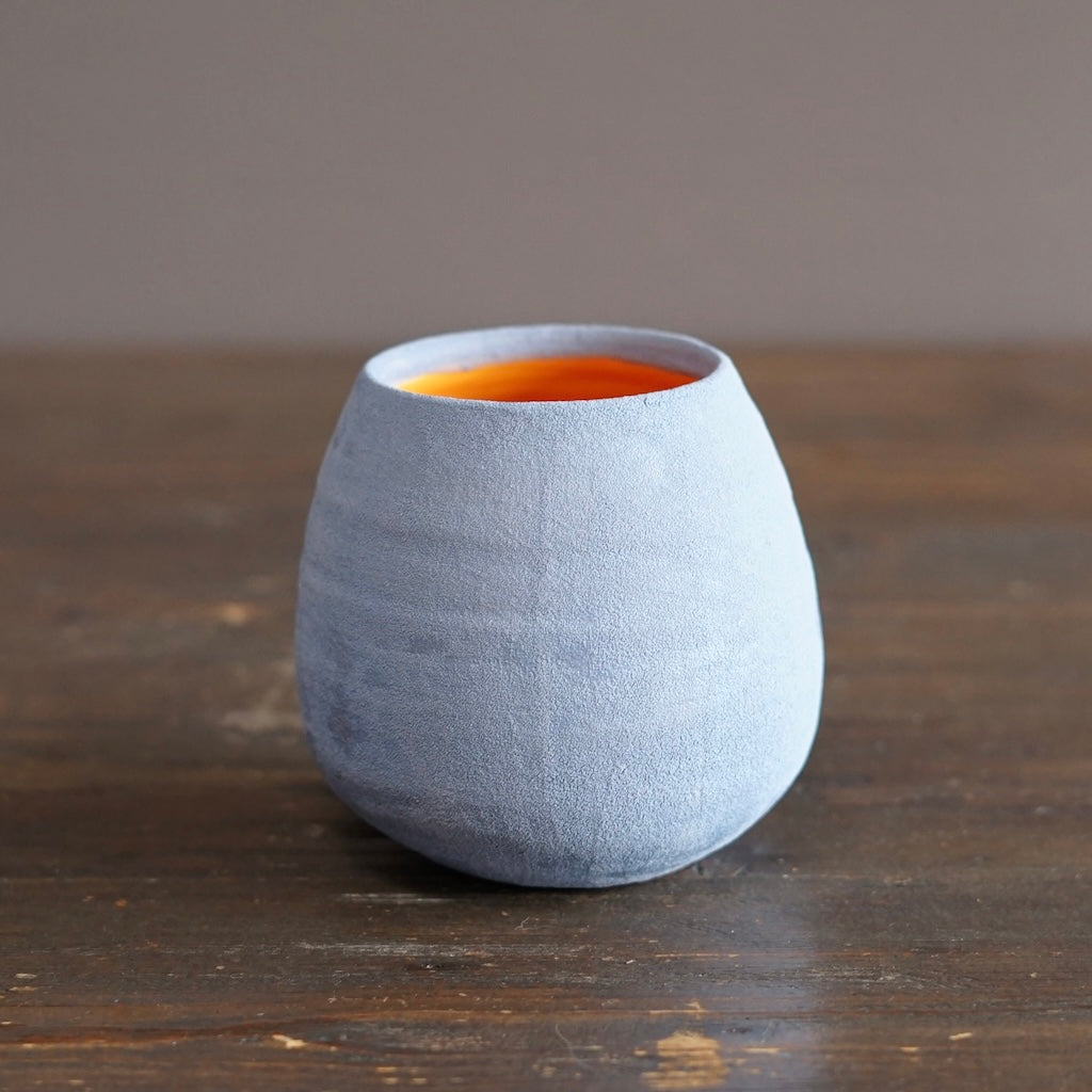Robin's Egg / Orange Small Dino Vase #JT442i
