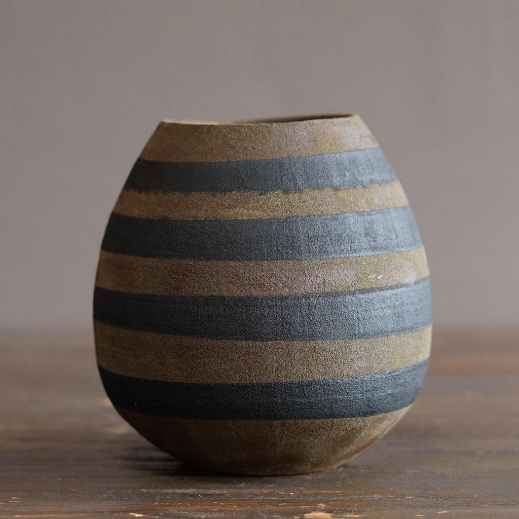 Brown Stripe / Orange Dino Vase #JT440F