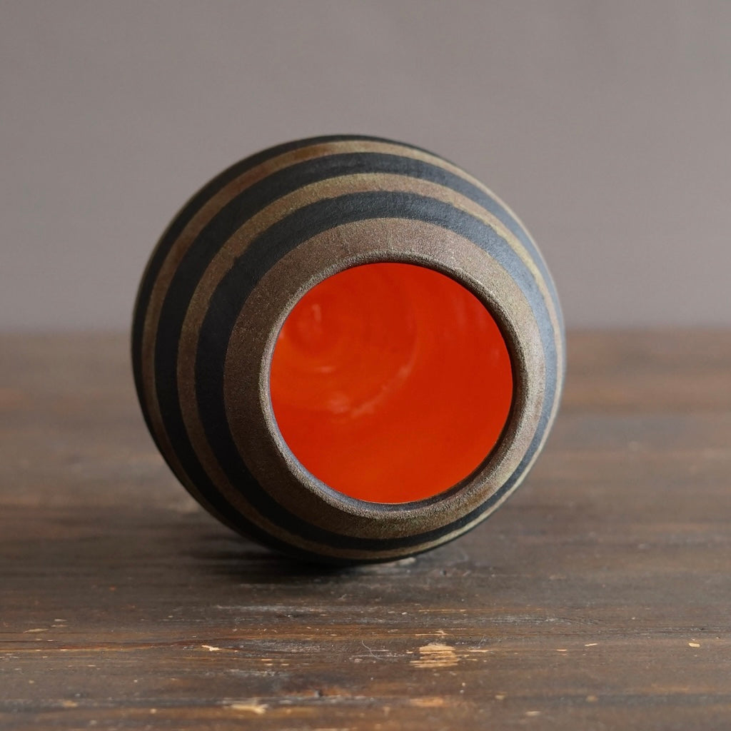 Brown Stripe / Orange Dino Vase #JT440F