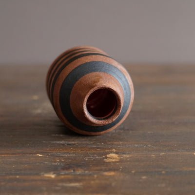 Brown Stripe / Red Small Bottle Vase #JT443