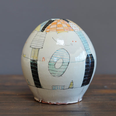 "Schematics" Large Globe Vase #BC42