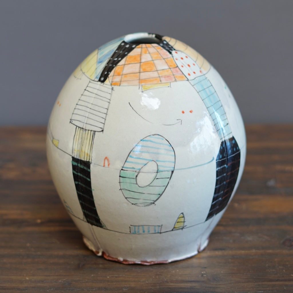 "Schematics" Large Globe Vase #BC42
