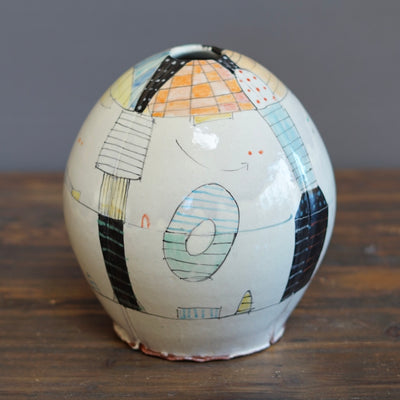 "Schematics" Large Globe Vase #BC42