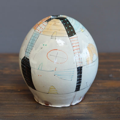 "Schematics" Large Globe Vase #BC42