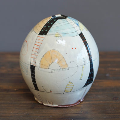"Schematics" Large Globe Vase #BC42