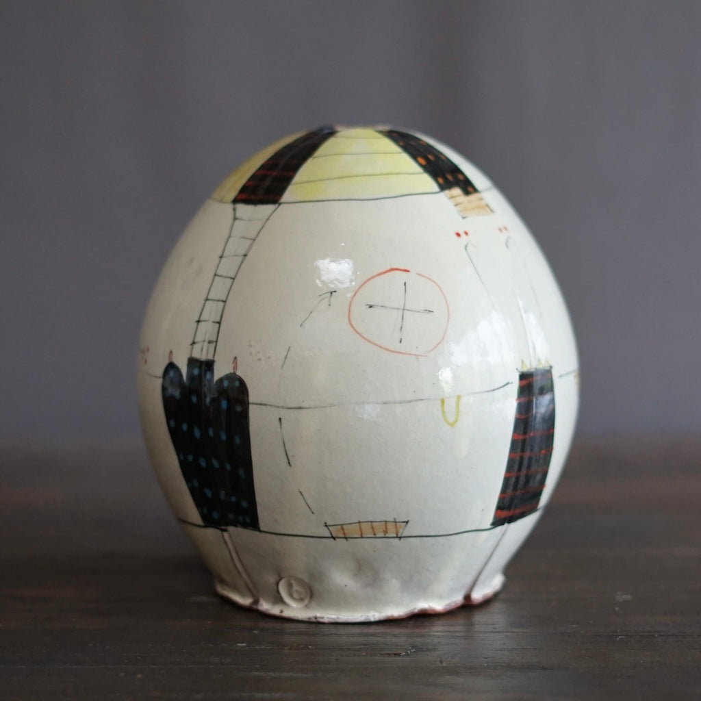 "Schematics" Globe Form Vase #BC82
