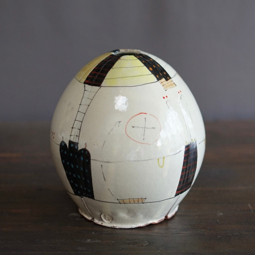 "Schematics" Globe Form Vase #BC82