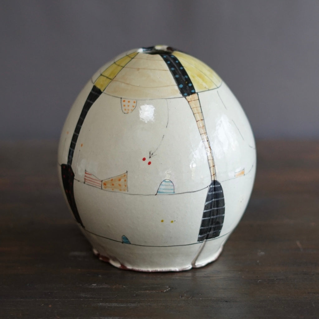 "Schematics" Globe Form Vase #BC82