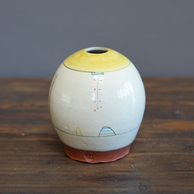 "Schematics" Small Globe Form Vase #BC43