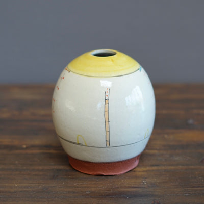 "Schematics" Small Globe Form Vase #BC43