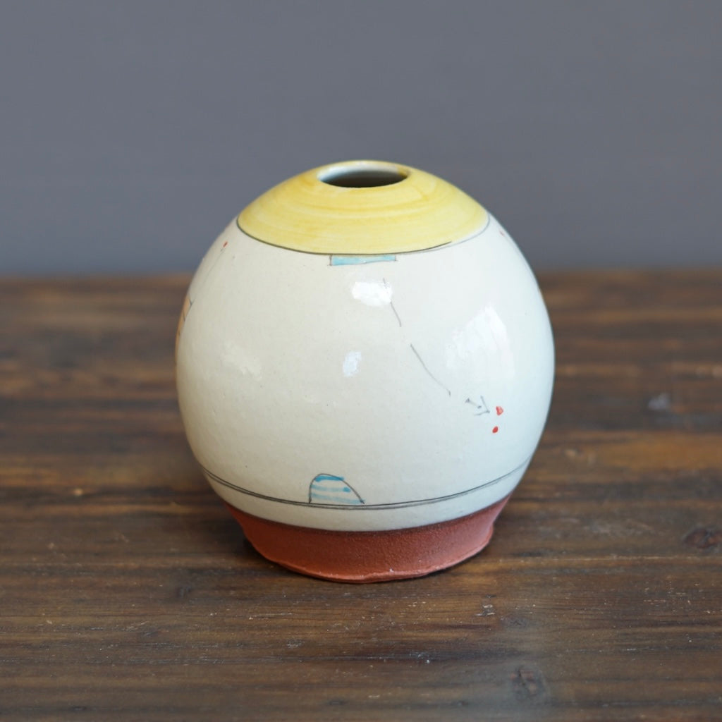 "Schematics" Small Globe Form Vase #BC45