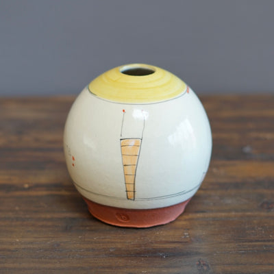 "Schematics" Small Globe Form Vase #BC45