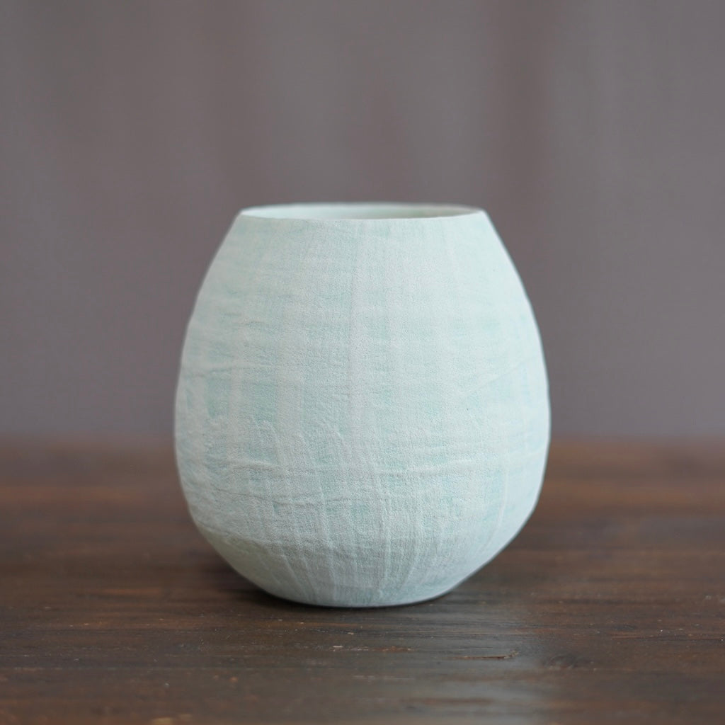 Robins Egg / Orange Dino Vase #JT409C