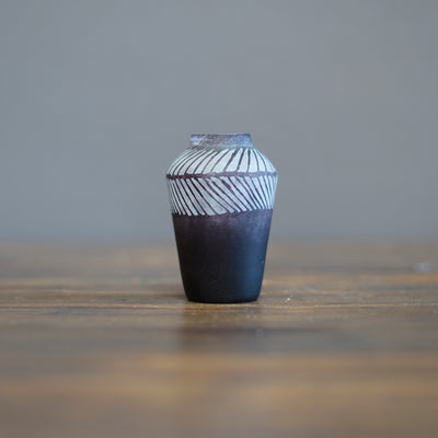 Black Etched Bud Vase #YY3A