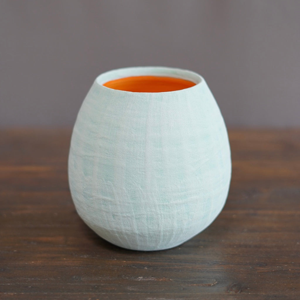 Robins Egg / Orange Dino Vase #JT409C