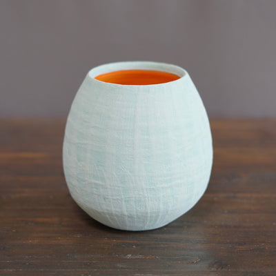 Robins Egg / Orange Dino Vase #JT409C