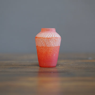 Orange Etched Bud Vase #YY3B