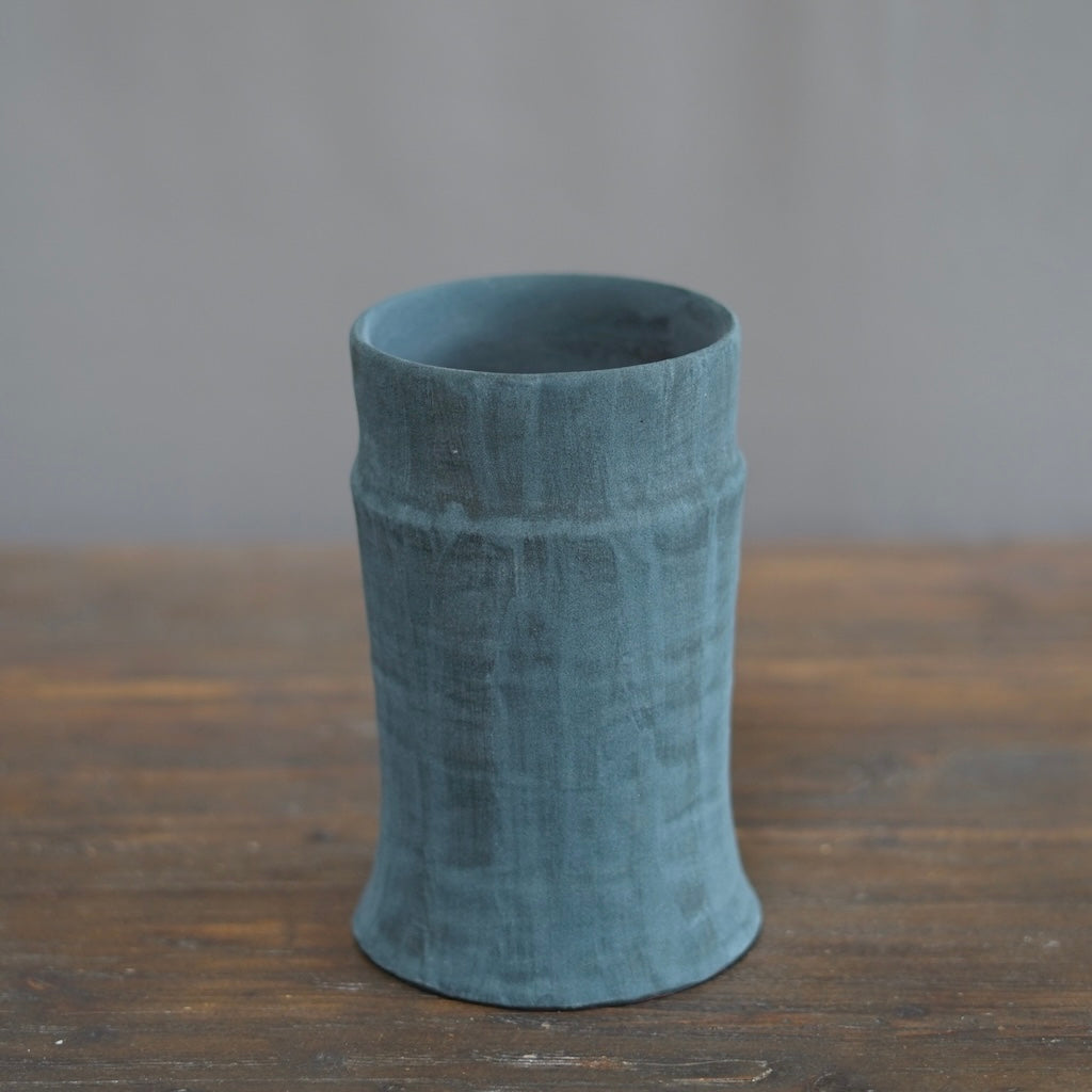 Coal Blue / Red Column Vase #JT410A